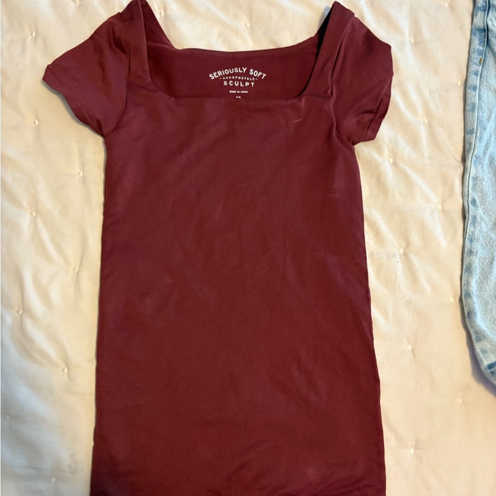 Women's Square Neck Top - Burgundy xs